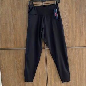 Black Tapered Leggings with Elastic Waistband